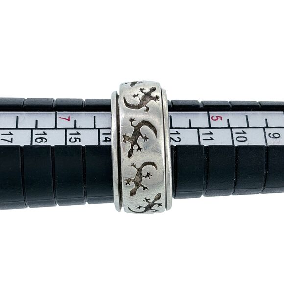 Vintage Peter Stone Southwest Sterling Silver Gecko Lizard Spinner Ring Size 6 - Picture 3 of 5